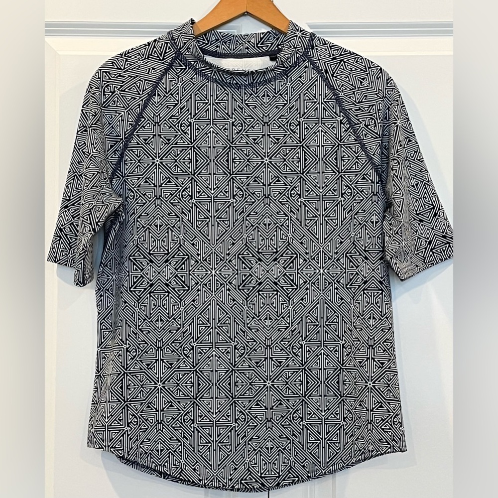 Greyson Golf Polo Dark Blue & White Geometric Short Sleeve Top Women’s M